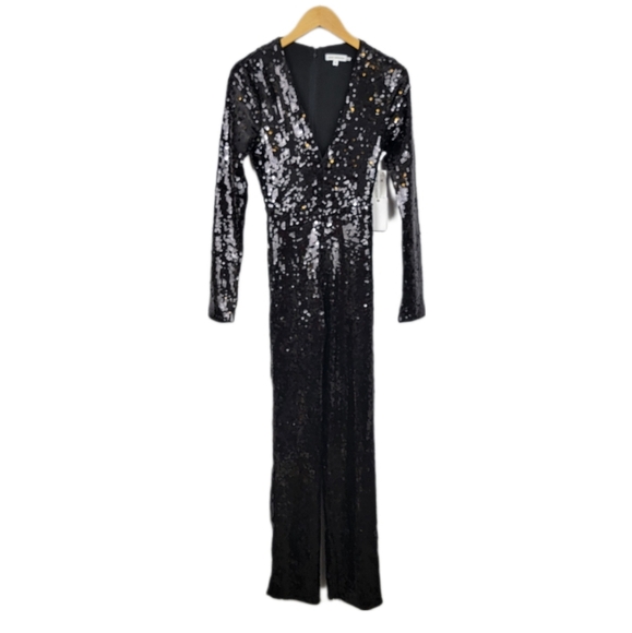 🆕️Good American Black Stretch Sequin Longsleeve Jumpsuit